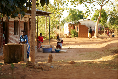 Dr. Barbara R Edwards in the village of Malawi on her volunteer trip